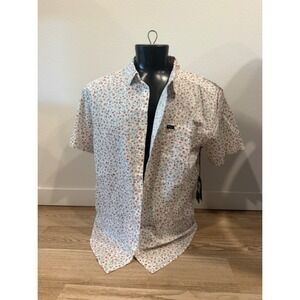 RVCA Compact SS Mens XL White Floral Short Sleeve Button Down Shirt 23A042512